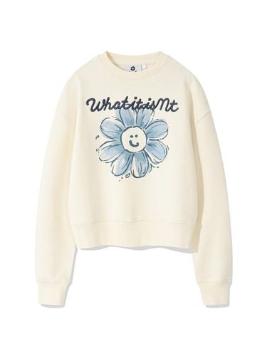 Women' Big Florie Graphic Crop Sweatshirt Cream - Wacky Willy - Modalova