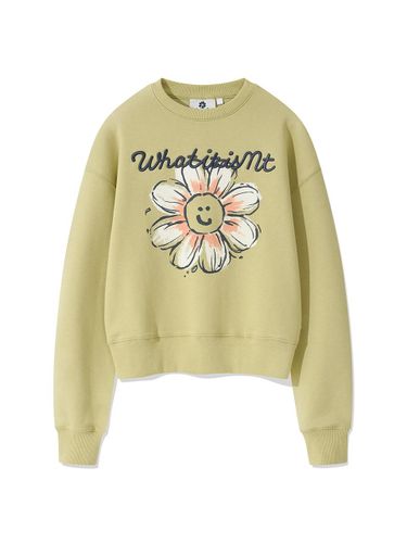 Women' Big Flowery Graphic Crop Sweatshirt GREEN - Wacky Willy - Modalova