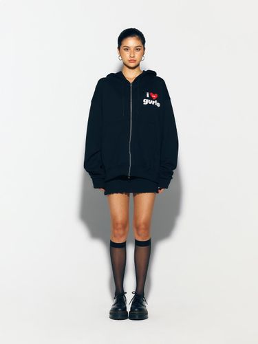 GURLS OVERSIZED HOOD ZIPUP BLACK - asif_CALIE - Modalova