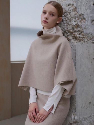 Mela wool cape [Melange beige] - THEATRE - Modalova