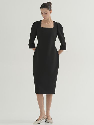 Mikado Silk Volume Midi Dress Black - UIJI - Modalova