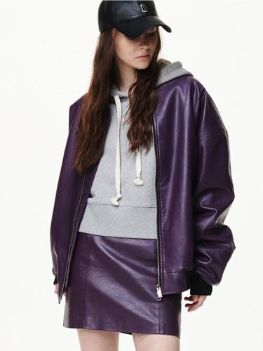 FAUX LEATHER MINI SKIRTS_PURPLE - Bquiet - Modalova