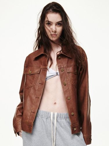 UNISEX] WASHED TRUCKER JACKET TAN BROWN - Bquiet - Modalova