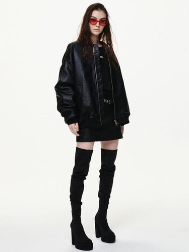 SET - UP] FAUX LEATHER PADDED BOMBER JACKET - BLA - Bquiet - Modalova