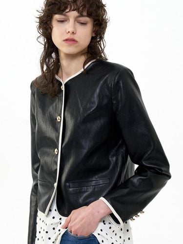 CROPPED FAUX LEATHER JACKET_BLACK - Bquiet - Modalova