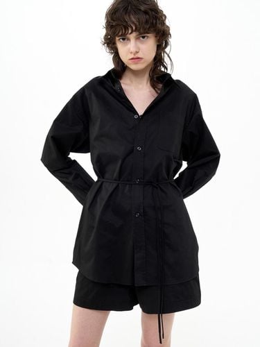 OVERSIZED BELTED COTTON SHIRT_BLACK - Bquiet - Modalova