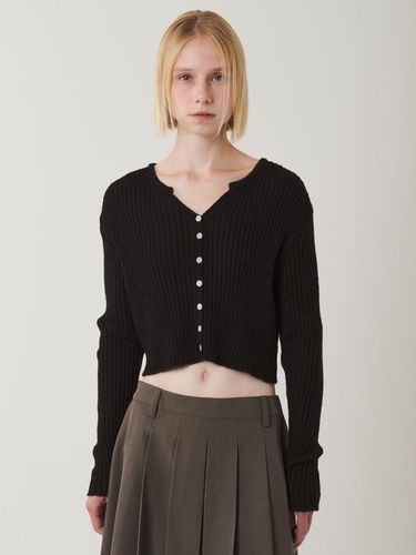 Y - Neck Cropped Knit Cardigan - RAVEROUS - Modalova