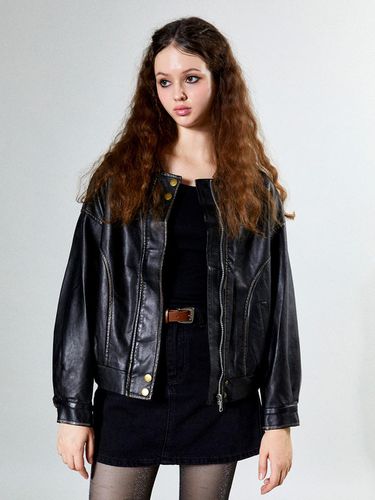 Seam Detail Leather Jacket (BLACK) - koolkitten - Modalova