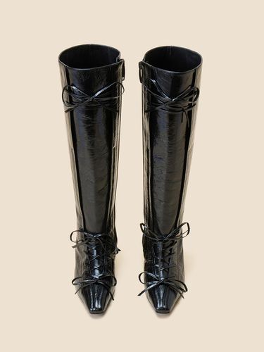 Ribbon long boots ()_DG3BW24501BLK - SUECOMMA BONNIE - Modalova