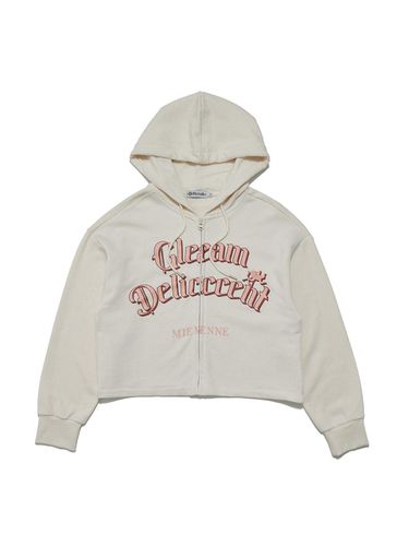 Printed Cropped Hooded Zip-Up [CREAM] - DELICCENT - Modalova