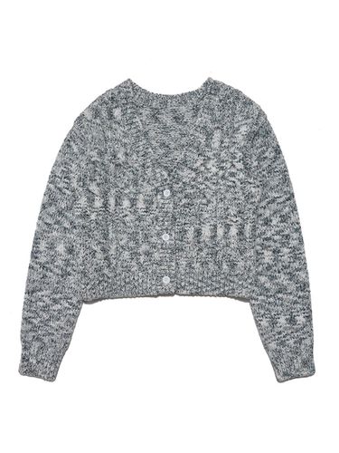 Symbol embroidered cable cardigan [GRAY] - DELICCENT - Modalova