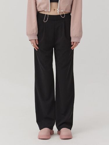 High-waist one-tuck pants [BLACK] - DELICCENT - Modalova