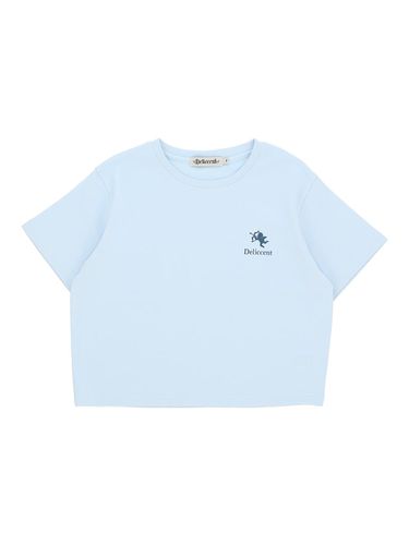 Double-Sided Single Cropped T-shirt [SKY BLUE] - DELICCENT - Modalova