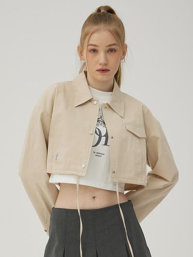 Cropped shirt-type jumper [BEIGE] - DELICCENT - Modalova