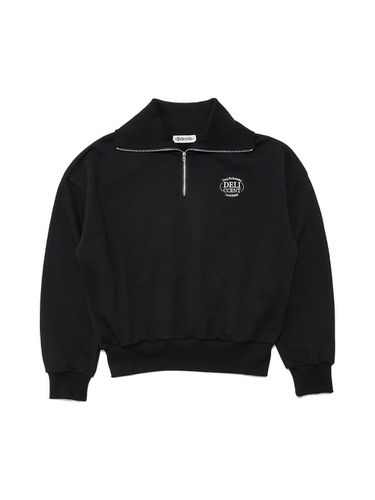 Half Zip-Up Sweatshirt [BLACK] - DELICCENT - Modalova