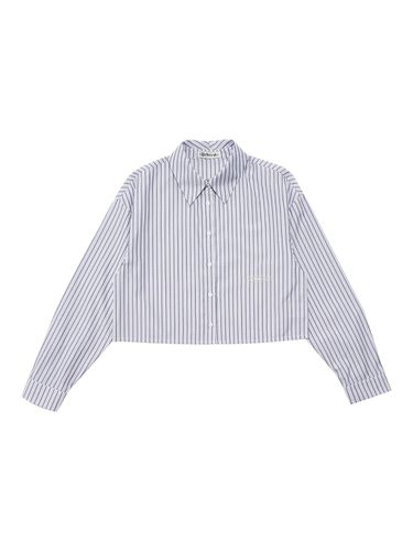 Logo Stripe Crop Shirt [BLUE] - DELICCENT - Modalova