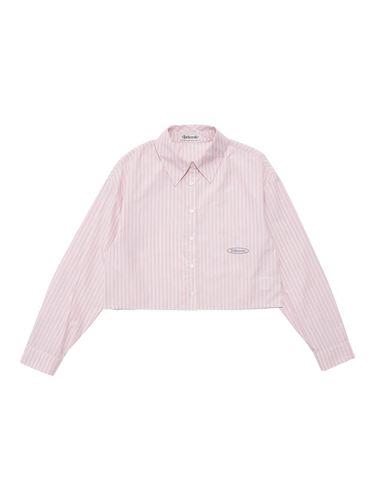 Logo Stripe Crop Shirt [PINK] - DELICCENT - Modalova