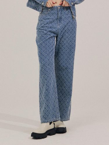 Herringbone denim pants [BLUE] - DELICCENT - Modalova