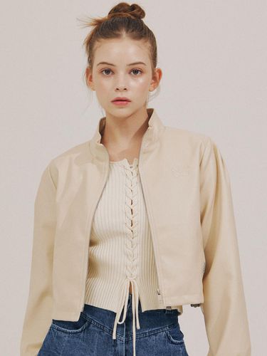 Leather stopper jumper [IVORY] - DELICCENT - Modalova