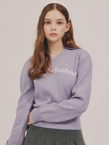 V-neck collar pullover [VIOLET] - DELICCENT - Modalova