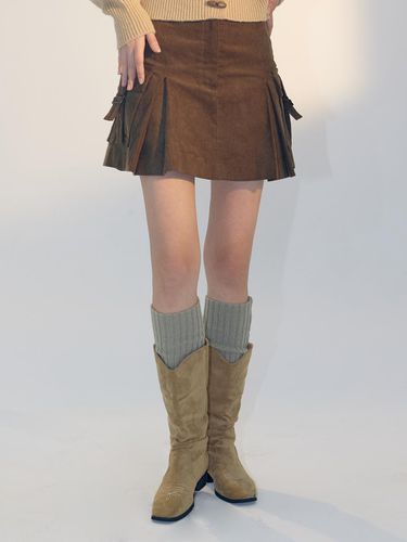 Corduroy Cargo Mini Skirt [KHAKI] - DELICCENT - Modalova