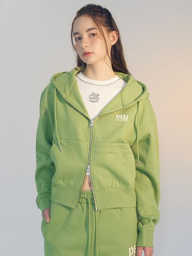 Napping loose fit hooded zip-up [GREEN] - DELICCENT - Modalova