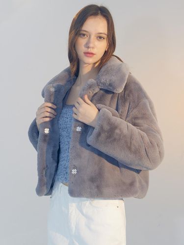 Eco fur half jacket [GRAY] - DELICCENT - Modalova