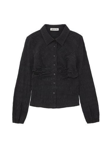 Shirring Crease Shirt [BLACK] - DELICCENT - Modalova