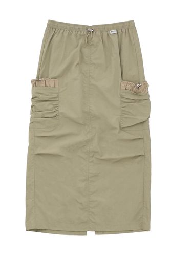 Cargo shirring skirt [KHAKI] - DELICCENT - Modalova