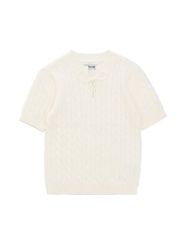 Lace-up Twisted Pullover [IVORY] - DELICCENT - Modalova