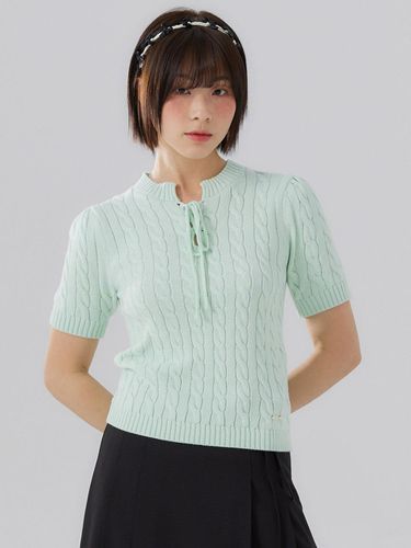 Lace-up Twisted Pullover [MINT] - DELICCENT - Modalova