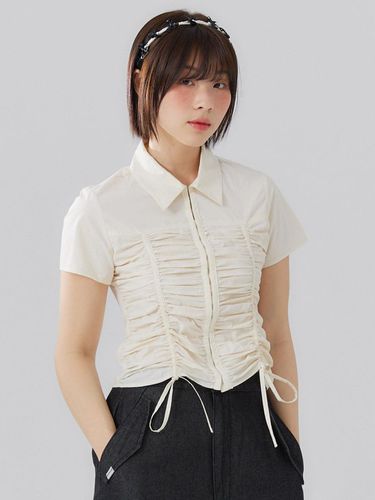 Shirring Hook Blouse [IVORY] - DELICCENT - Modalova