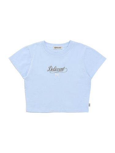 Ribbon cropped shirt [SKY BLUE] - DELICCENT - Modalova