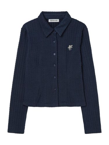 Cable slim fit shirt [NAVY] - DELICCENT - Modalova