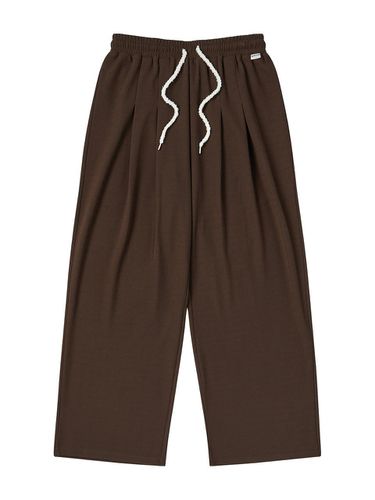 Ribbed two-tuck wide pants [BROWN] - DELICCENT - Modalova