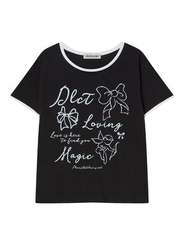 Coloring Ribbon Graphic T-shirt [] - DELICCENT - Modalova