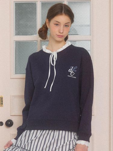 A frill sweatshirt [NAVY] - DELICCENT - Modalova