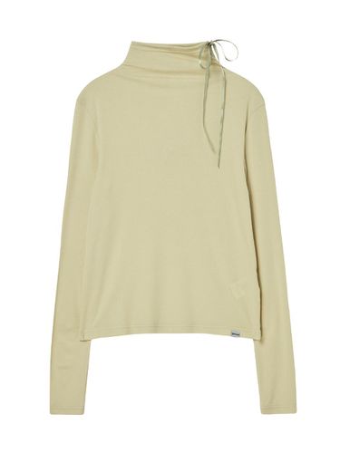 Tencel Ribbon Neck Turtleneck Tee [] - DELICCENT - Modalova