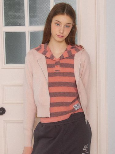 Soft Hooded Zip-Up Cardigan [PINK] - DELICCENT - Modalova