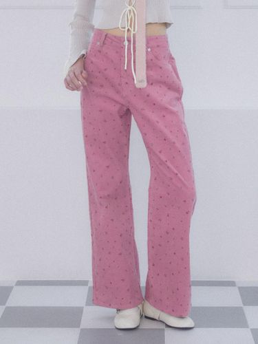 Flower Corduroy Pants [PINK] - DELICCENT - Modalova