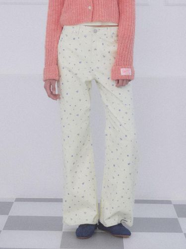 Flower Corduroy Pants [CREAM] - DELICCENT - Modalova