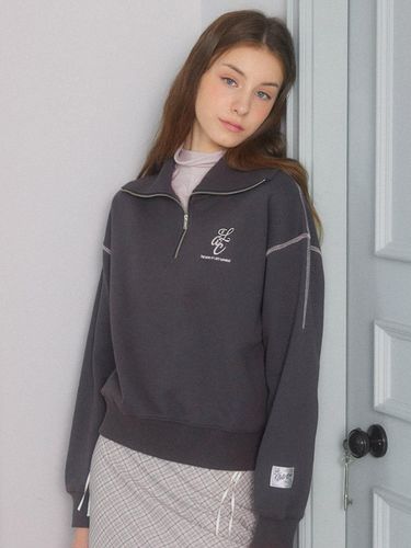 Coloring Half Zip-Up Sweatshirt [] - DELICCENT - Modalova