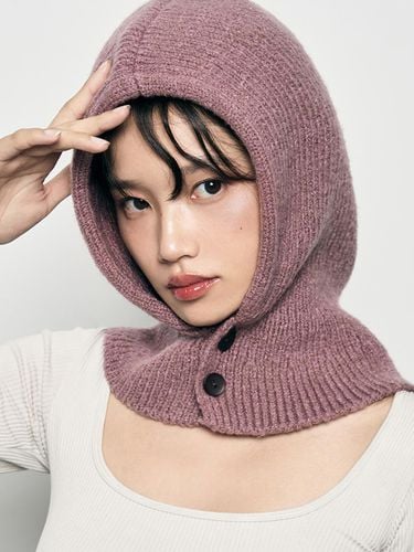 Relaxed Knit Baraclava [DUSTY PINK] - leathery - Modalova