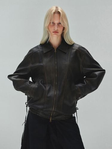 WASHED LEATHER BLOUSON (brown) - DIAGONAL - Modalova