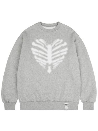 UNISEX] Bone Heart Dot Silhouette Sweatshirt_Gray - GRAVER - Modalova