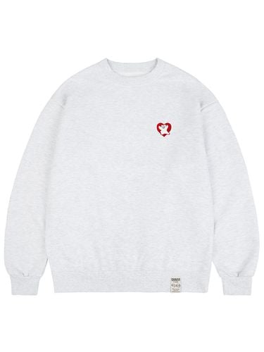 UNISEX] Bear Heart Embroidery Sweatshirt_Melange - GRAVER - Modalova