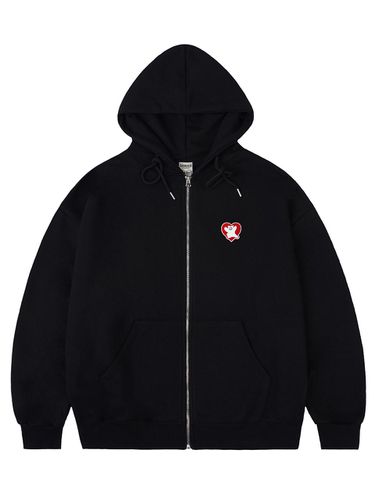 UNISEX] Bear Heart Embroidered Hooded Zip-Up - GRAVER - Modalova