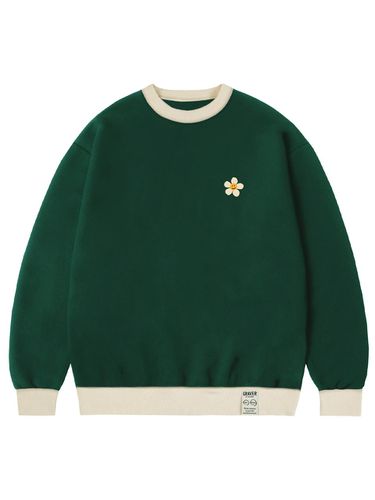 UNISEX] Cream Flower Dot Color Sweatshirt_Green - GRAVER - Modalova