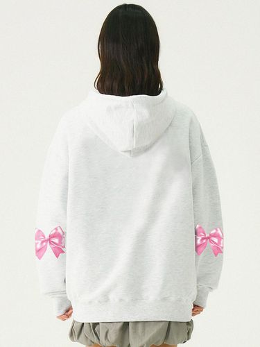 UNISEX] Elbow Ribbon Hoodie_Melange White - GRAVER - Modalova