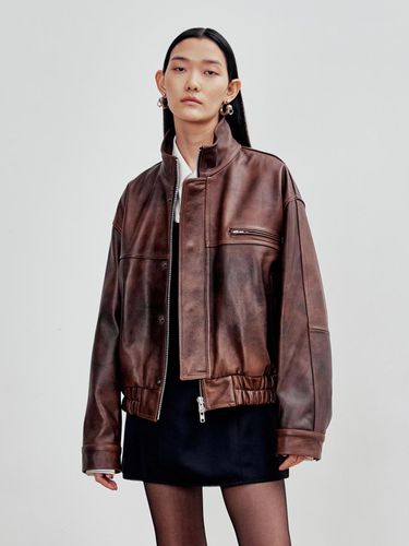 Cowhide Bomber Jacket (Brown) - ANDROS - Modalova